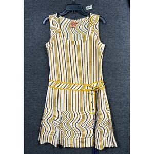 Tory Burch Adora Shore Khaki Stripes Silk Dress Womens Size 2 Multicolor